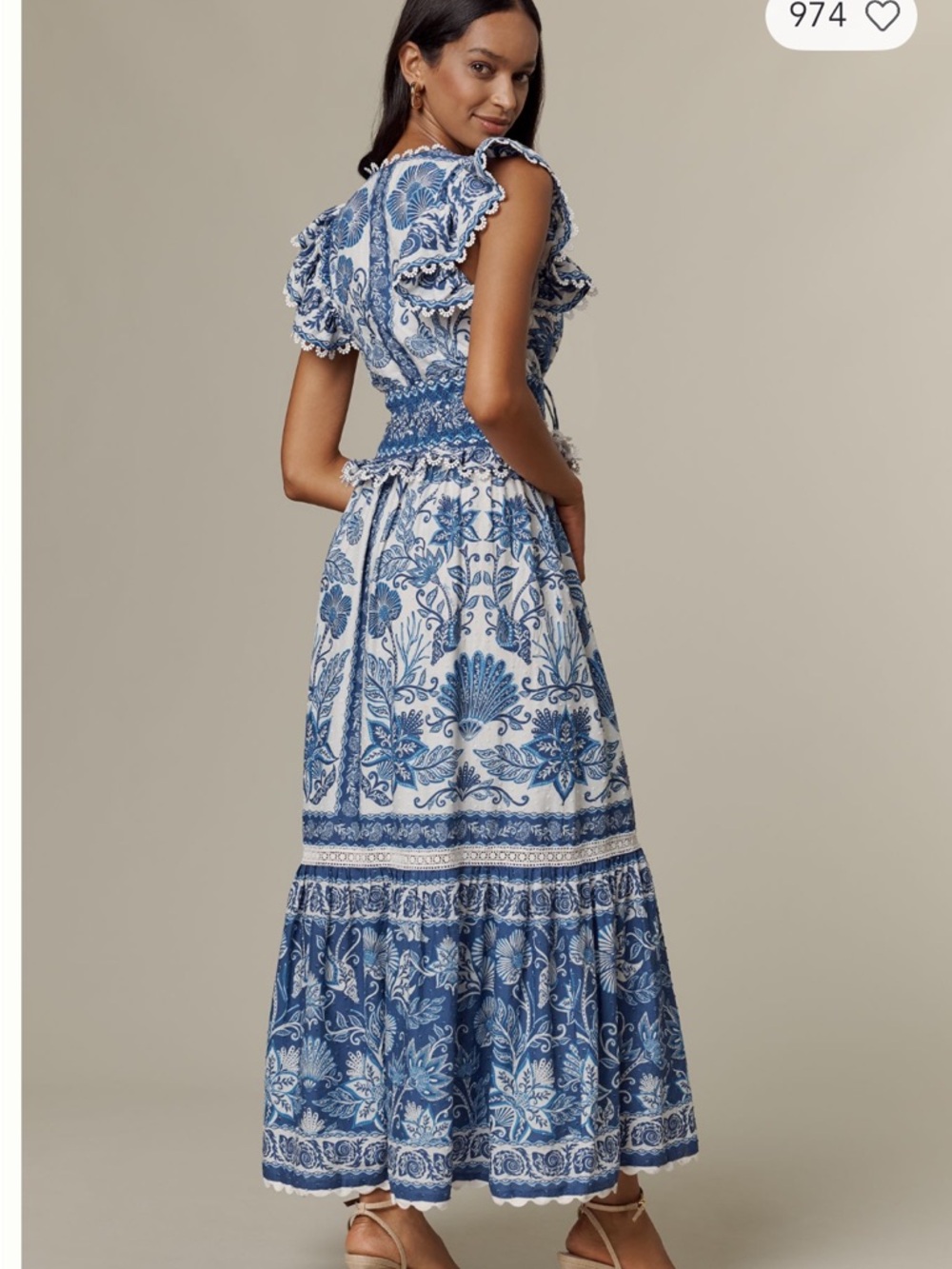 FARM Rio Shell Garden Floral Cotton V-Neck Maxi Dress - Picture 3 of 6